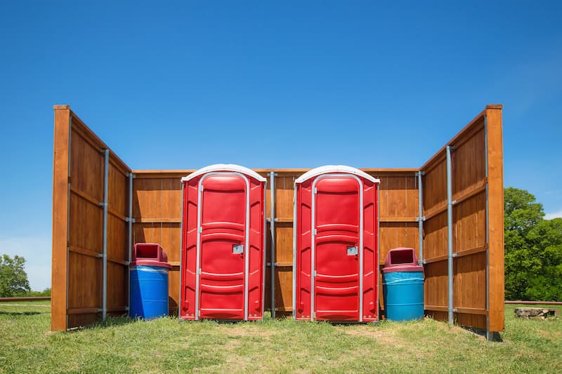 Short-term porta potty units staged for delivery in Roseville, California